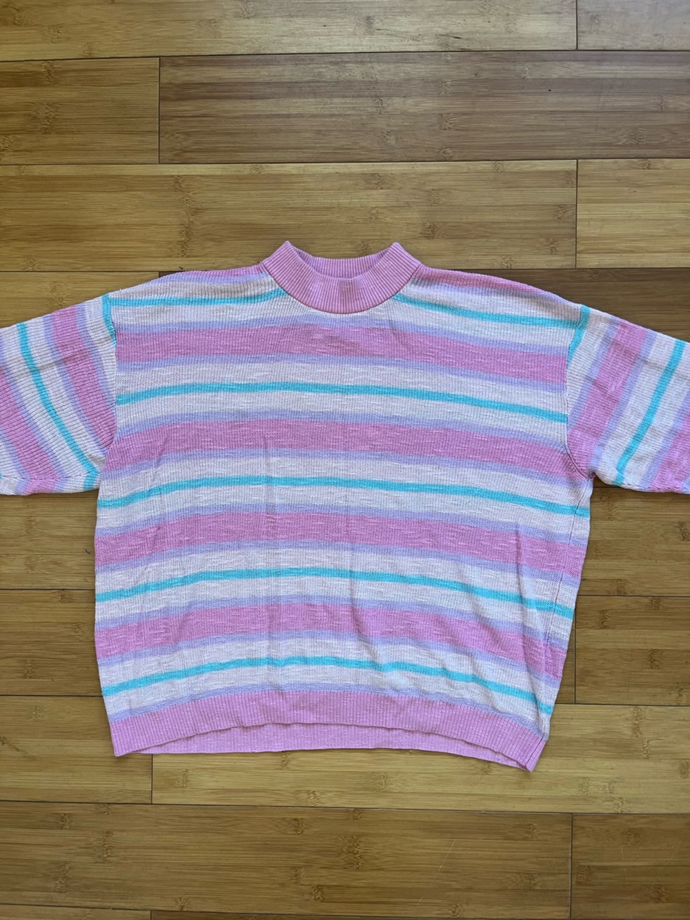Show Me Your MuMu Pink, Light Blue & White Striped Crewneck Sweater - Picture 2 of 4
